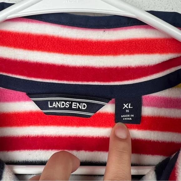 Colorful Land’s End Fleece & Fuzzy 3/4 Zip Striped‎ Jacket Size Youth XL - Picture 4 of 8